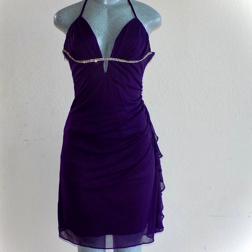 💜Cute Purple Polyester Evening Dress Size 10 💜